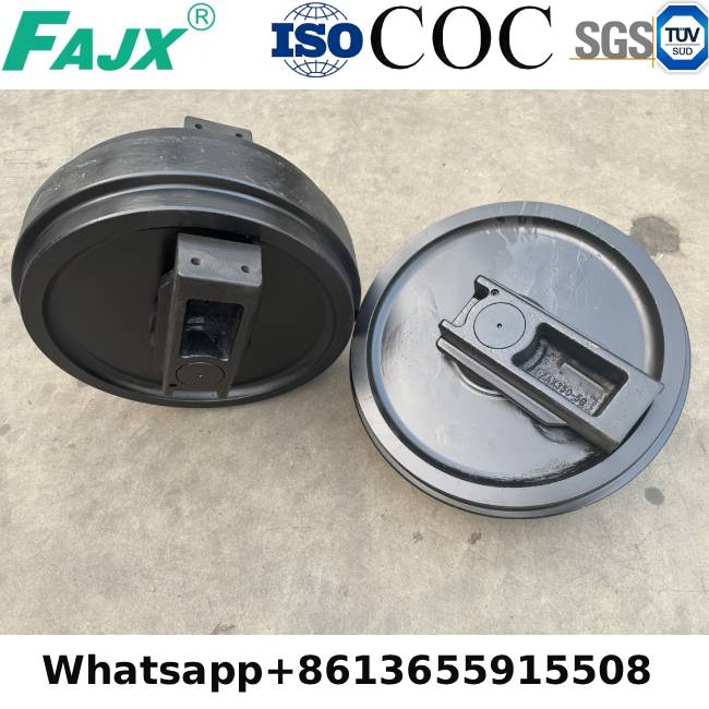 What material is used for the idler wheel of the ZAX350 excavator?